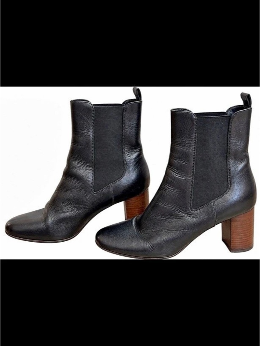 San Marina Black Genuine Leather Heeled Chelsea Ankle Boots Women’s US 7.5